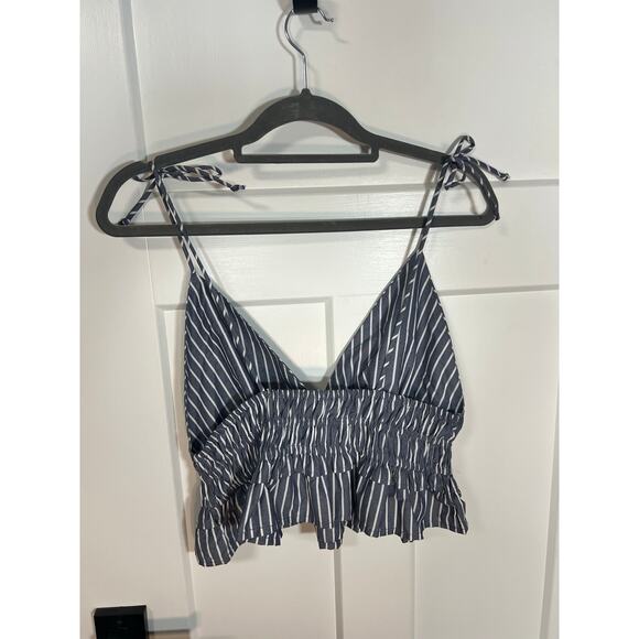 NEW! Womens Striped Cropped Tank Size L Boho Cottagecore Summer Blouse Large - Picture 8 of 9